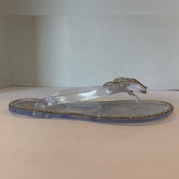 Forever rhinestone & bow accented jelly flip flops sandals size 9 - Picture 3 of 10